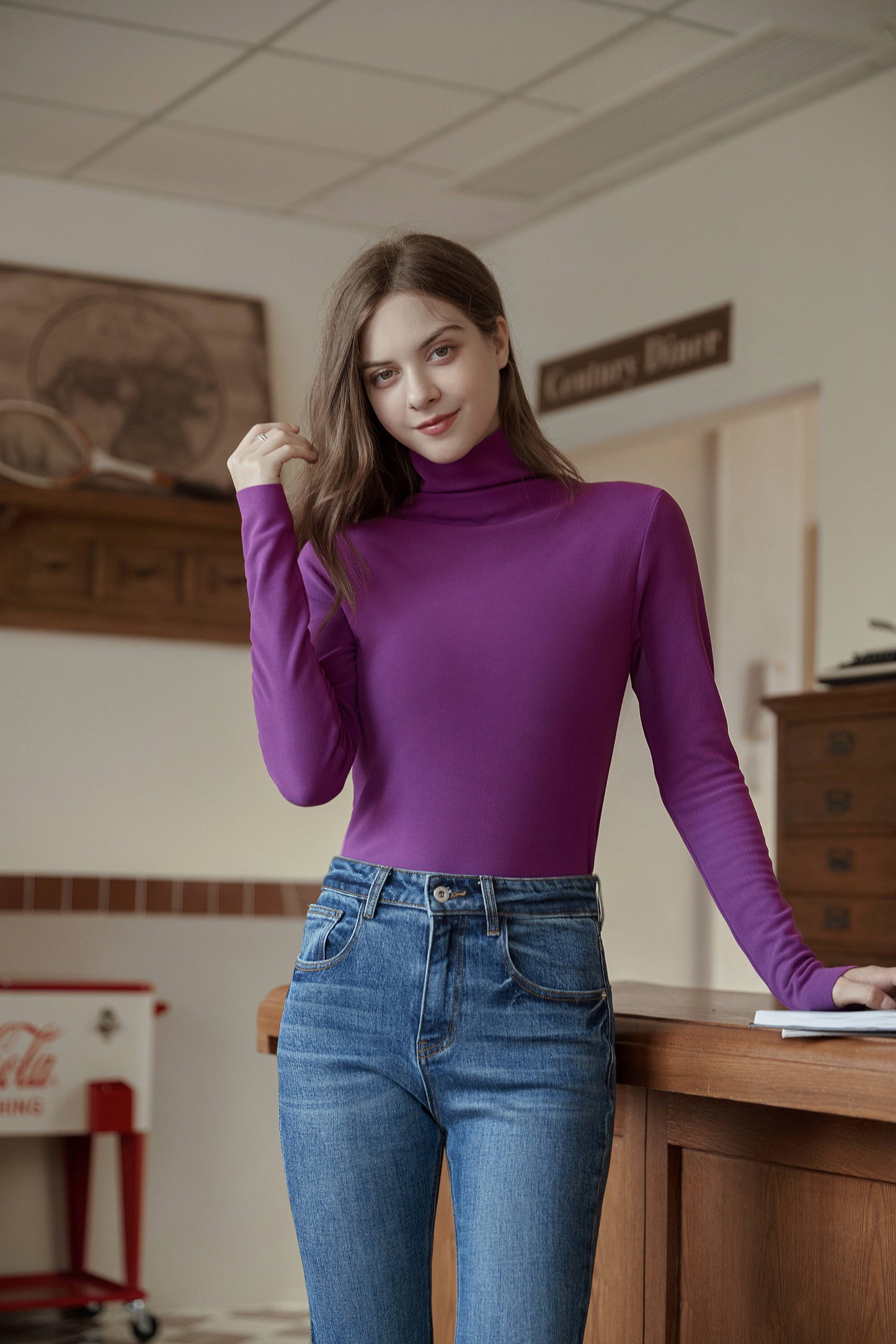 Women Warm Bayer De Velvet Moisturizing Nourishing Mulberry Silk Super Elastic Turtleneck Bottoming Shirt