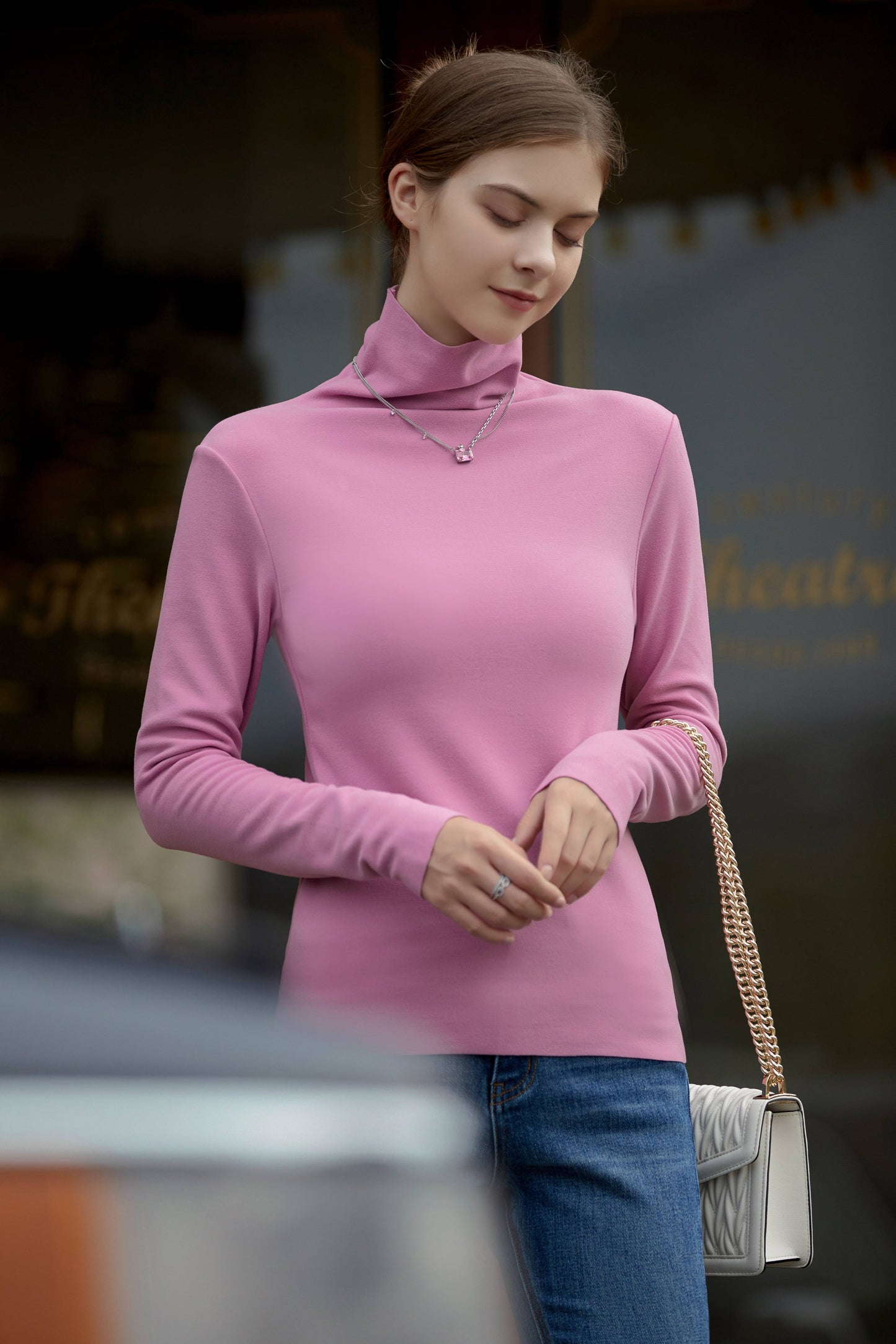 Women Warm Bayer De Velvet Moisturizing Nourishing Mulberry Silk Super Elastic Turtleneck Bottoming Shirt