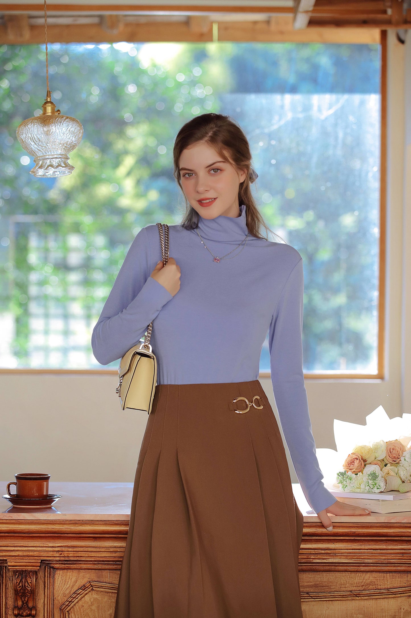 Women Warm Bayer De Velvet Moisturizing Nourishing Mulberry Silk Super Elastic Turtleneck Bottoming Shirt